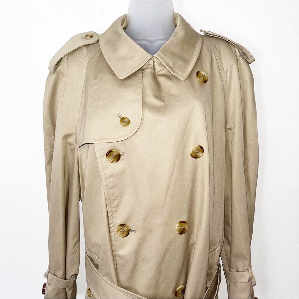 VTG Burberry Trench Coat Sz 48R Long Old Money 80s/90s Classic Double Breasted - Picture 11 of 16